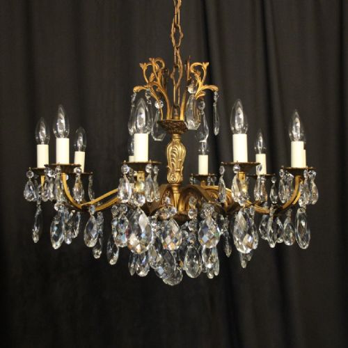 Italian Gilded & Crystal 10 Light Antique Chandelier