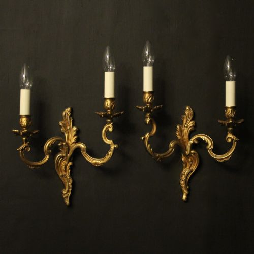 French Pair of Gilded Antique Wall Lights