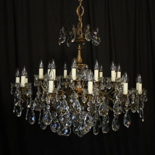 Italian 24 Light Double Tiered Gilded & Crystal Antique Chandelier
