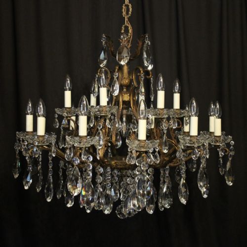 Italian Gilded & Crystal 19 Light Antique Chandelier
