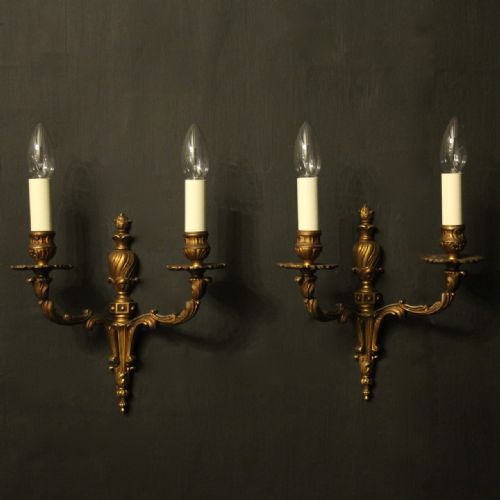 French Gilded Twin Arm Antique Wall Lights