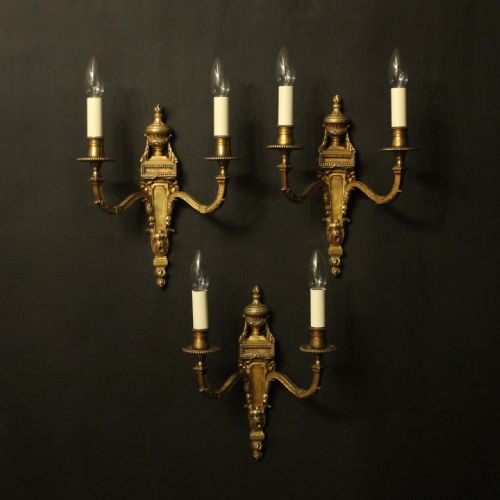 French Set of 3 Gilded Antique Wall Lights