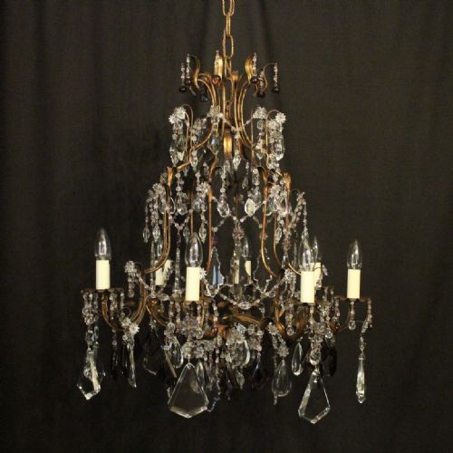 Italian Florentine Crystal 8 Light Antique Chandelier