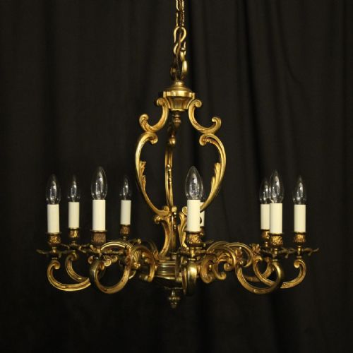 French Gilded Bronze 9 Light Antique Chandelier