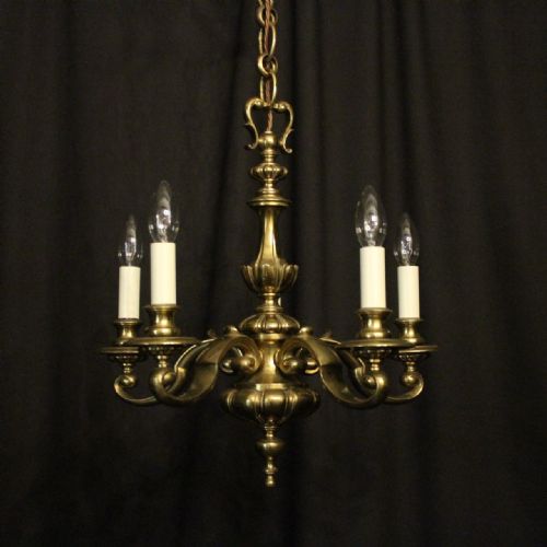 English Brass 5 Light Antique Chandelier