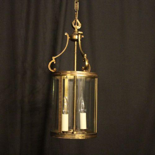 French Gilded Convex Twin Light Antique Lantern