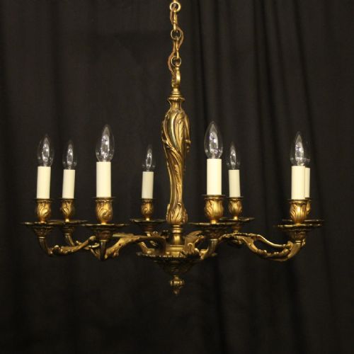French Gilded Bronze 8 Light Antique Chandelier
