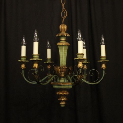 Italian Giltwood & Toleware Antique Chandelier