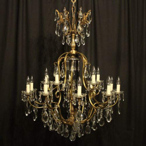 French Gilded 16 Light Birdcage Antique Chandelier