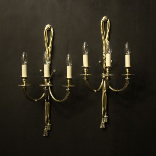 French Pair of Rope Triple Arm Antique Wall Lights