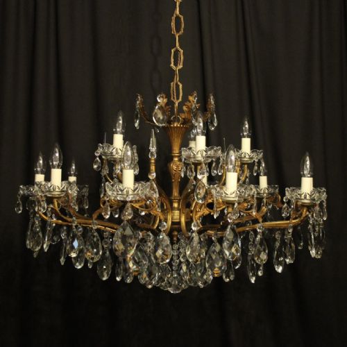 Italian 15 Light Double Tiered Antique Chandelier