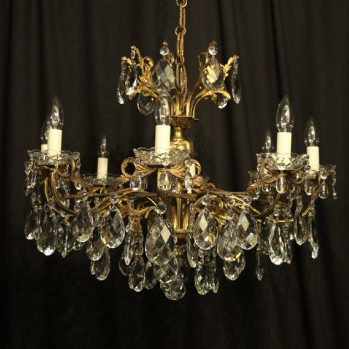 Italian Gilded Bronze 8 Light Antique Chandelier