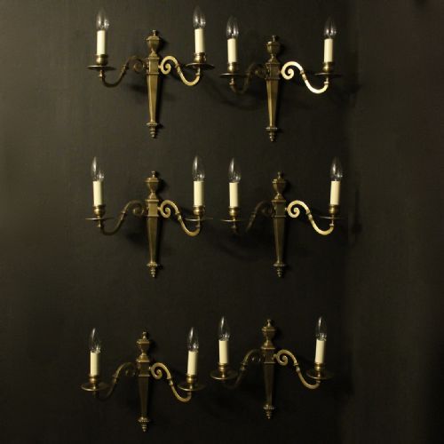 English Set of 6 Twin Arm Antique Wall Lights
