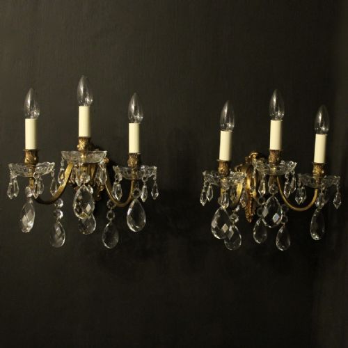French Pair of Gilded Bronze Antique Wall Lights