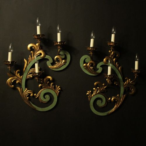 Florentine Large Set of 4 Gilded 4 Arm Wall Lights