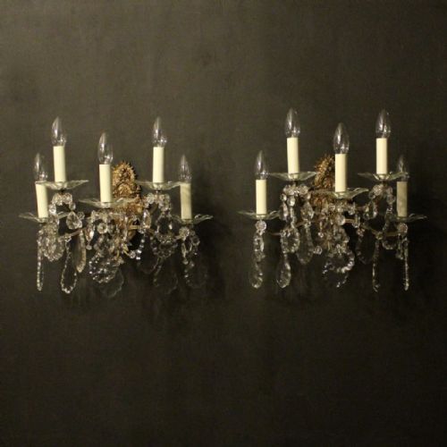 French 19th Century Pair of Gilded Bronze Antique Wall Lights