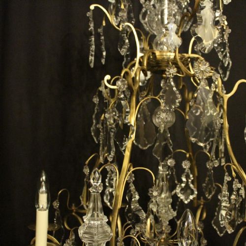 FRENCH LARGE GILDED CRYSTAL 8 LIGHT ANTIQUE CHANDELIER - ADDITIONAL PHOTO 2