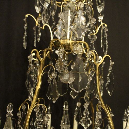FRENCH LARGE GILDED CRYSTAL 8 LIGHT ANTIQUE CHANDELIER - ADDITIONAL PHOTO 3