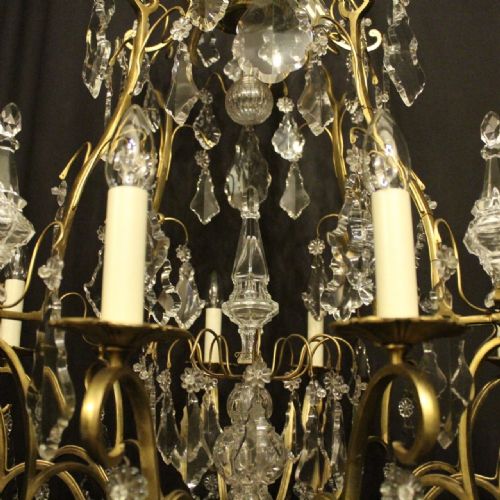 FRENCH LARGE GILDED CRYSTAL 8 LIGHT ANTIQUE CHANDELIER - ADDITIONAL PHOTO 4