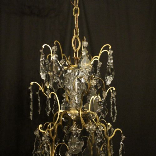 FRENCH LARGE GILDED CRYSTAL 8 LIGHT ANTIQUE CHANDELIER - ADDITIONAL PHOTO 5