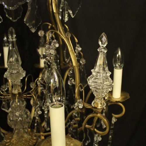 FRENCH LARGE GILDED CRYSTAL 8 LIGHT ANTIQUE CHANDELIER - ADDITIONAL PHOTO 6