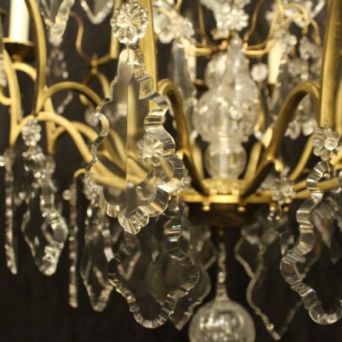 FRENCH LARGE GILDED CRYSTAL 8 LIGHT ANTIQUE CHANDELIER - ADDITIONAL PHOTO 9