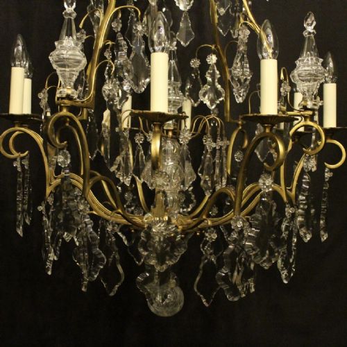 FRENCH LARGE GILDED CRYSTAL 8 LIGHT ANTIQUE CHANDELIER - ADDITIONAL PHOTO 10