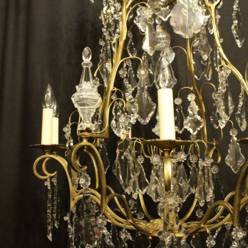 FRENCH LARGE GILDED CRYSTAL 8 LIGHT ANTIQUE CHANDELIER - ADDITIONAL PHOTO 11