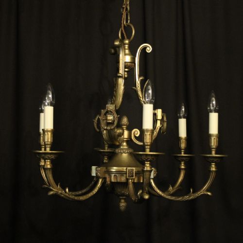 French Gilded Bronze 6 Light Chandelier