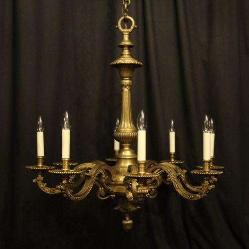 French 19th Century Gilded Bronze 6 Light Antique Chandelier