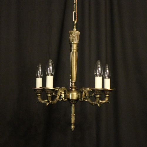 French Faded Bronze 5 Light Antique Chandelier