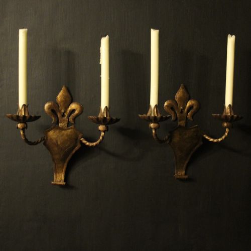 Italian Pair of Candle Antique Wall Sconces