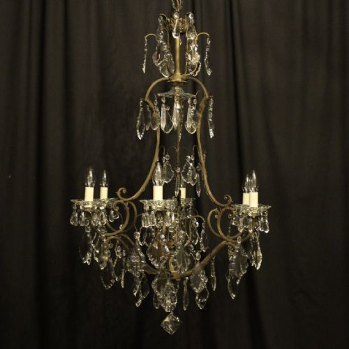 French Gilded 7 Light Birdcage Antique Chandelier