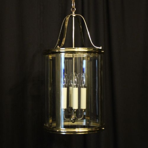 French Large Brass Four Light Antique Hall Lantern
