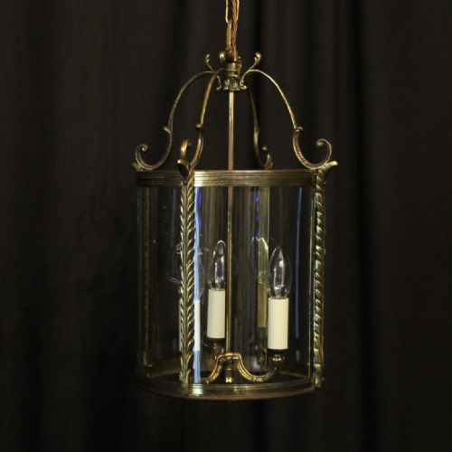 French Gilded Convex Triple Light Antique Hall Lantern