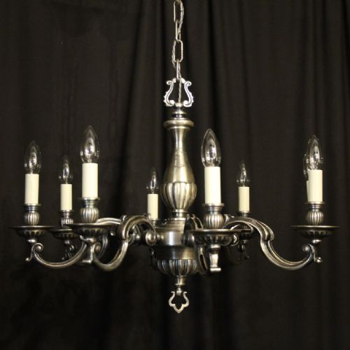 French Silver Plated 8 Light Chandelier