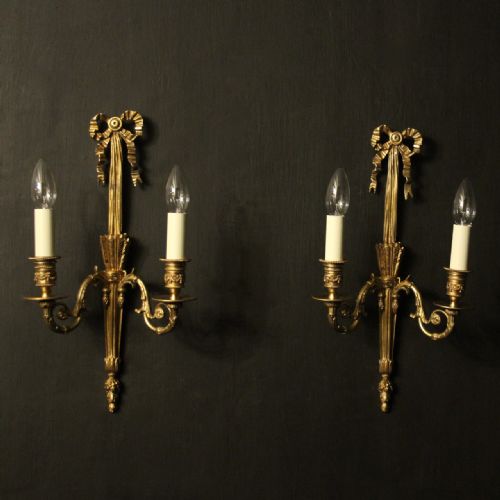 French Gilded Brass Antique Wall Lights