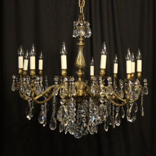 Italian Gilded Brass 12 Light Chandelier