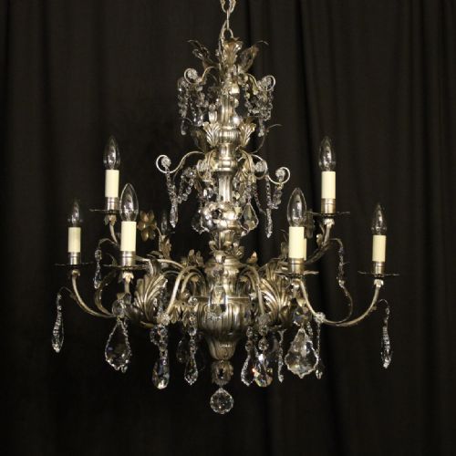 Italian Silver & Crystal Genoa 9 Light Chandelier