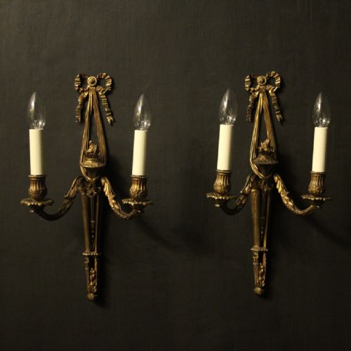 French 19th Century Gilded Bronze Wall Sconces