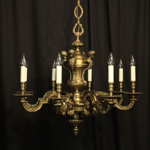 French Gilded Bronze 8 Light Antique Chandelier