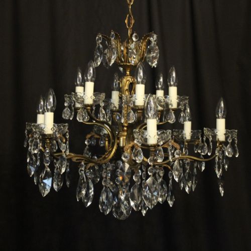 Italian Gilded 16 Light Double Tiered Antique Chandelier