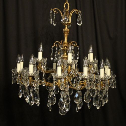 Italian 18 Light Gilded Bronze Antique Chandelier