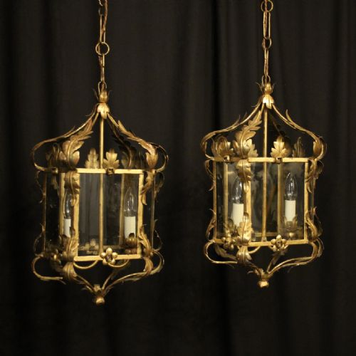 Italian Pair of Florentine Twin Light Lanterns