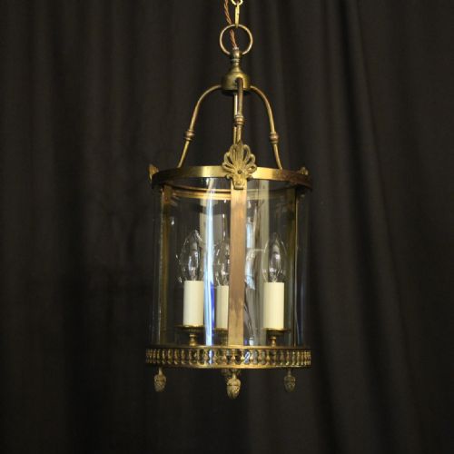 French Gilded Convex Triple Light Antique Hall Lantern
