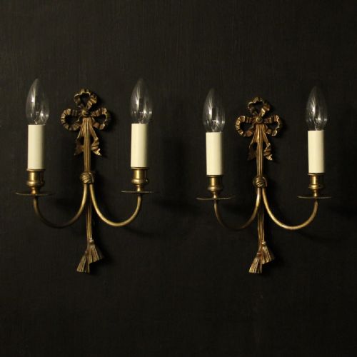 French Twin Arm Gilded Antique Wall Lights