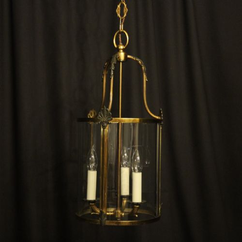 French Empire Gilded Triple Light Antique Hall Lantern