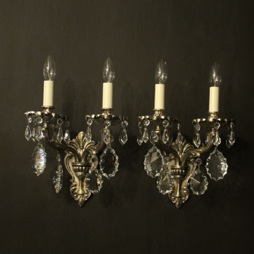 Italian Pair of Silver Gilded Antique Wall Lights