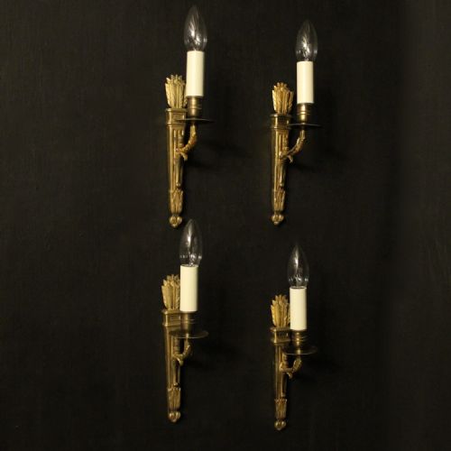 French Set of 4 Single Arm Gilded Antique Wall Lights