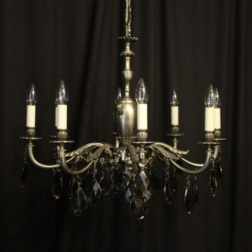 French Silver Gilded Brass 8 Light Chandelier